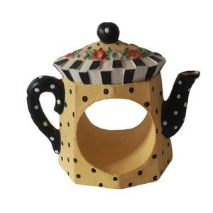 Mary Engelbreit Single Napkin Ring Table Decor Yellow Black Flowers